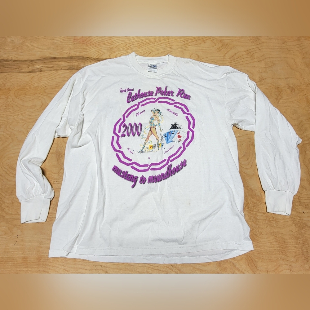 Motorcycle Poker Run Cathouse Pinup Long sleeve tee